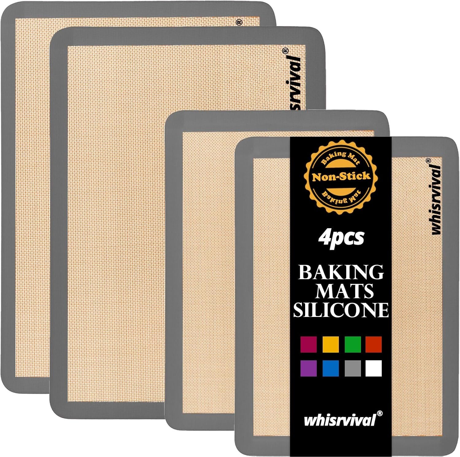 4 Pcs Silicone Baking Mat, Non-Stick, Reusable, Easy Cleanup