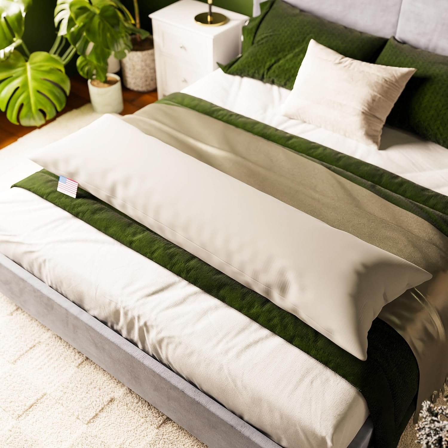 Looms & Linens Kapok Filling Pillow 20 x 60 inch Long Body Pillow Insert with Cotton Twill Shell – Pack of 1 Made in USA