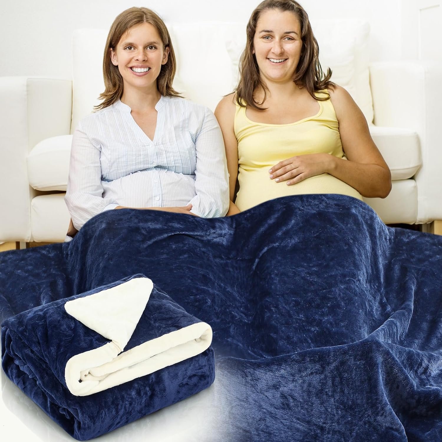 Preboun 60 X 50 Inch Faraday Blanket EMF Protection Flannel Dark Blue