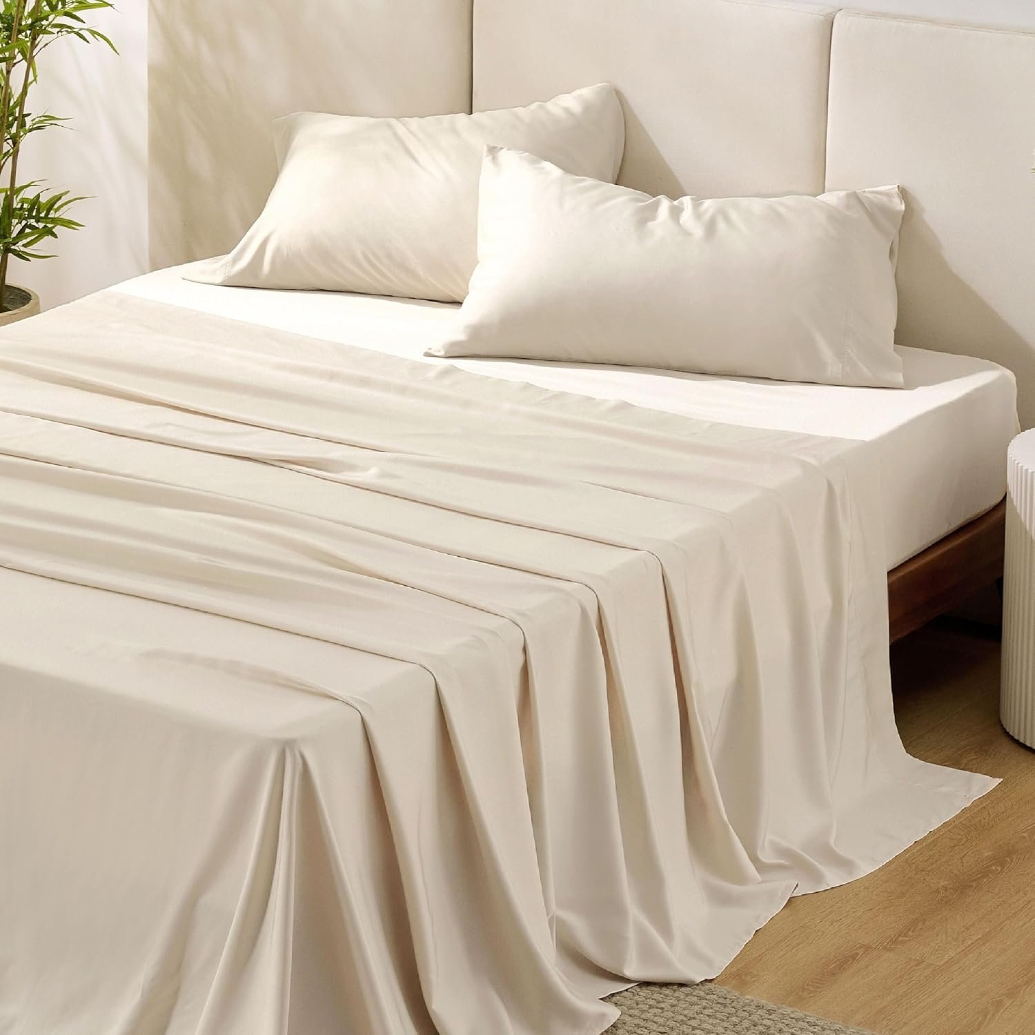 Bedsure PureWoven 100% Rayon Derived from Bamboo, King Size Sheets Set