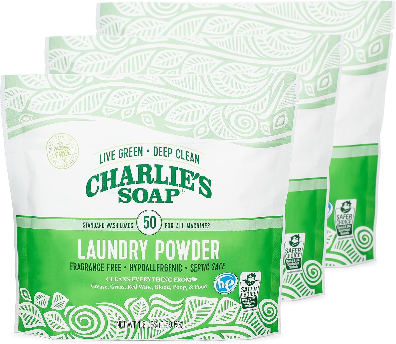 Charlie’s Soap Laundry Powder (50 Loads, 3 Pack)
