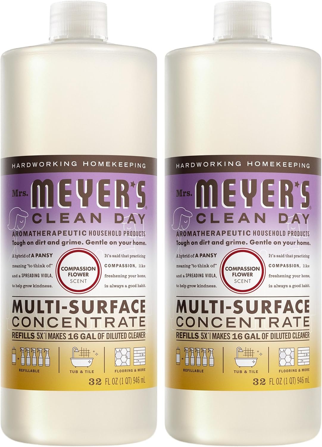 MRS. MEYER’S CLEAN DAY Multi-Surface Concentrate, Compassion Flower, 2 Pack