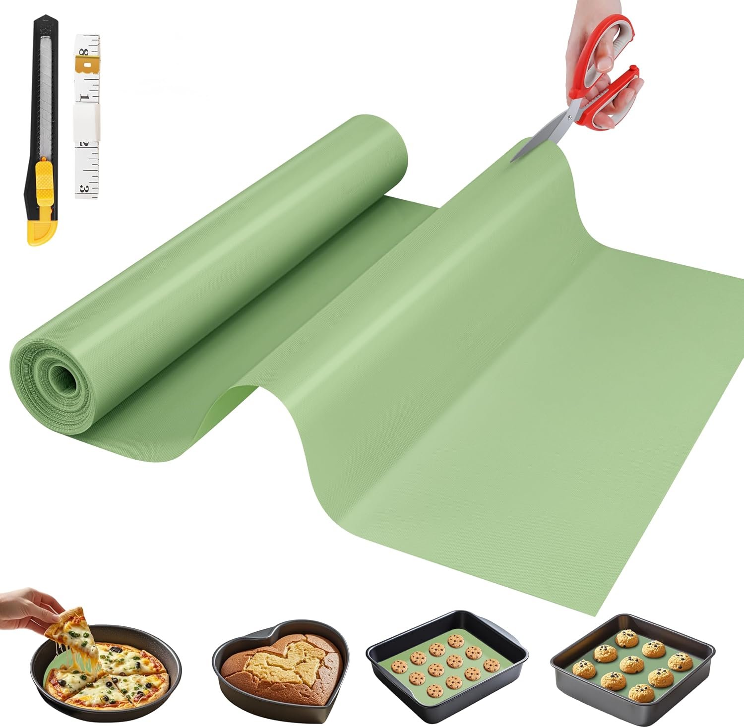 GTJ Silicone Baking Mat Roll, Reusable Baking Sheet Liners, 12 in x 6 ft