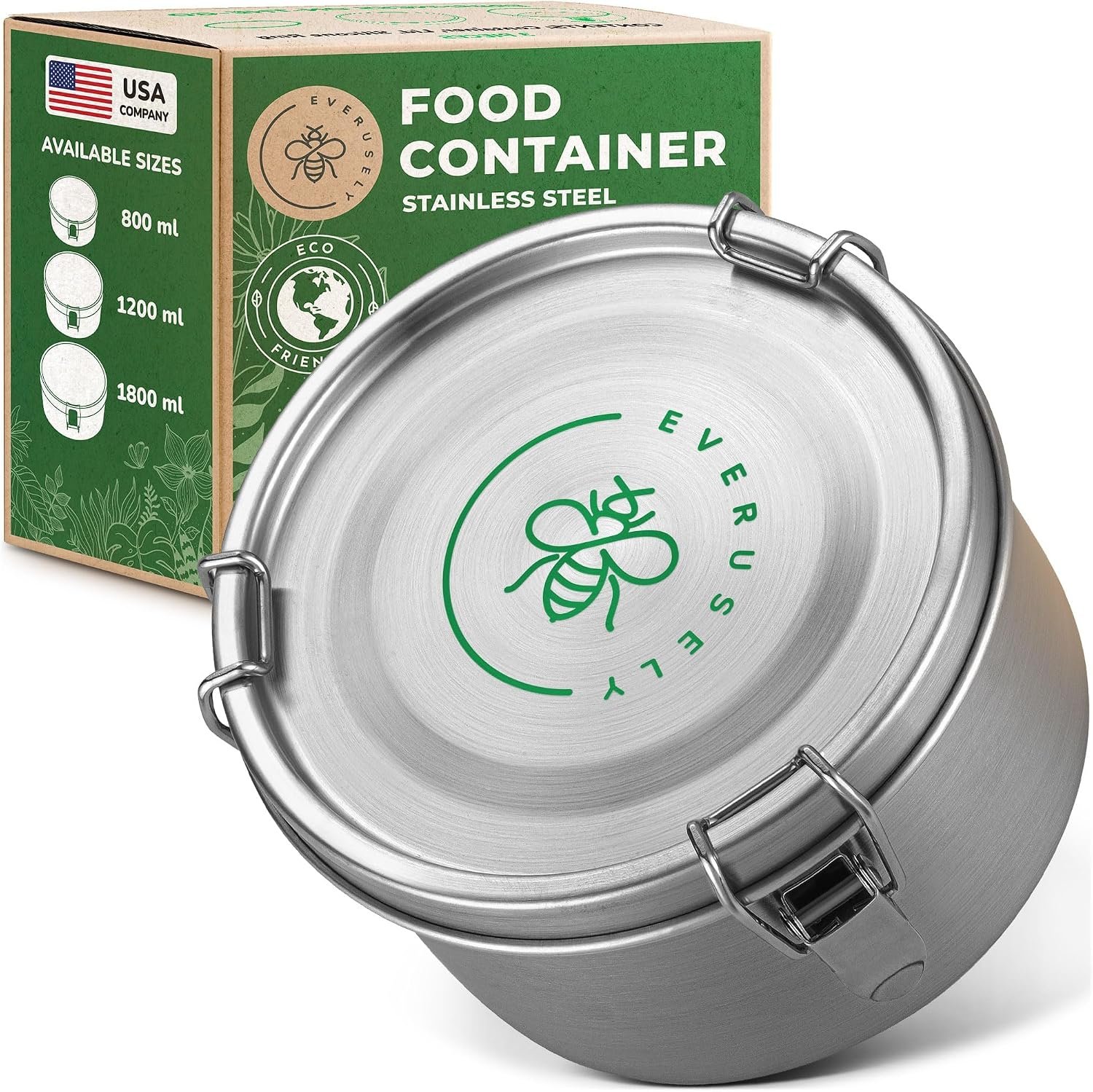 Stainless Steel Food Storage Container with Leakproof Lid, 40 oz Lunch Box