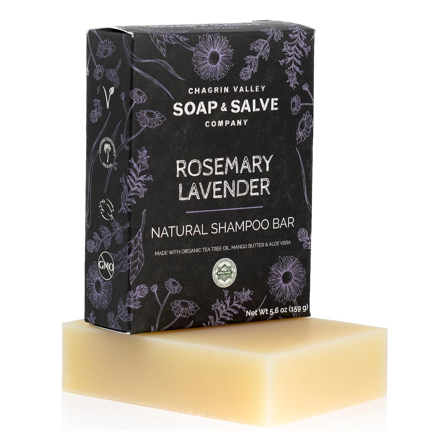 Chagrin Valley Soap & Salve Organic Lavender & Rosemary Shampoo – For All Hair Care Types, Irritated Scalp & Dandruff – 5.6 oz Travel Size Shampoo for Women and Men – Paraben & SLS Free