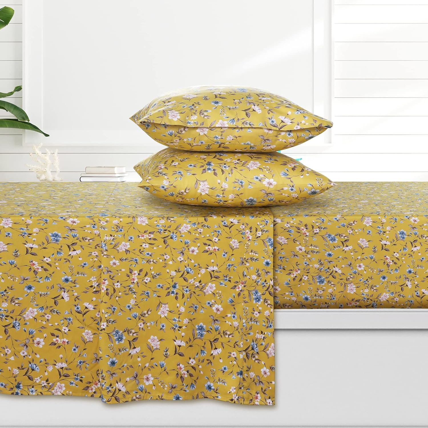 AZORES HOME Queen Organic Cotton Sateen Sheet Set