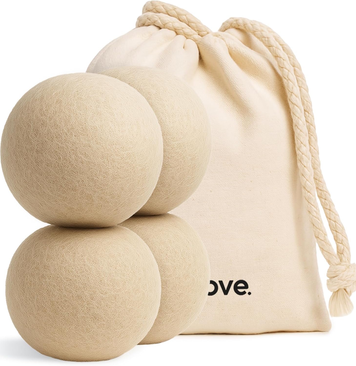 Vove Natural Hemp Dryer Balls 4 Pack, Reusable Fabric Softener