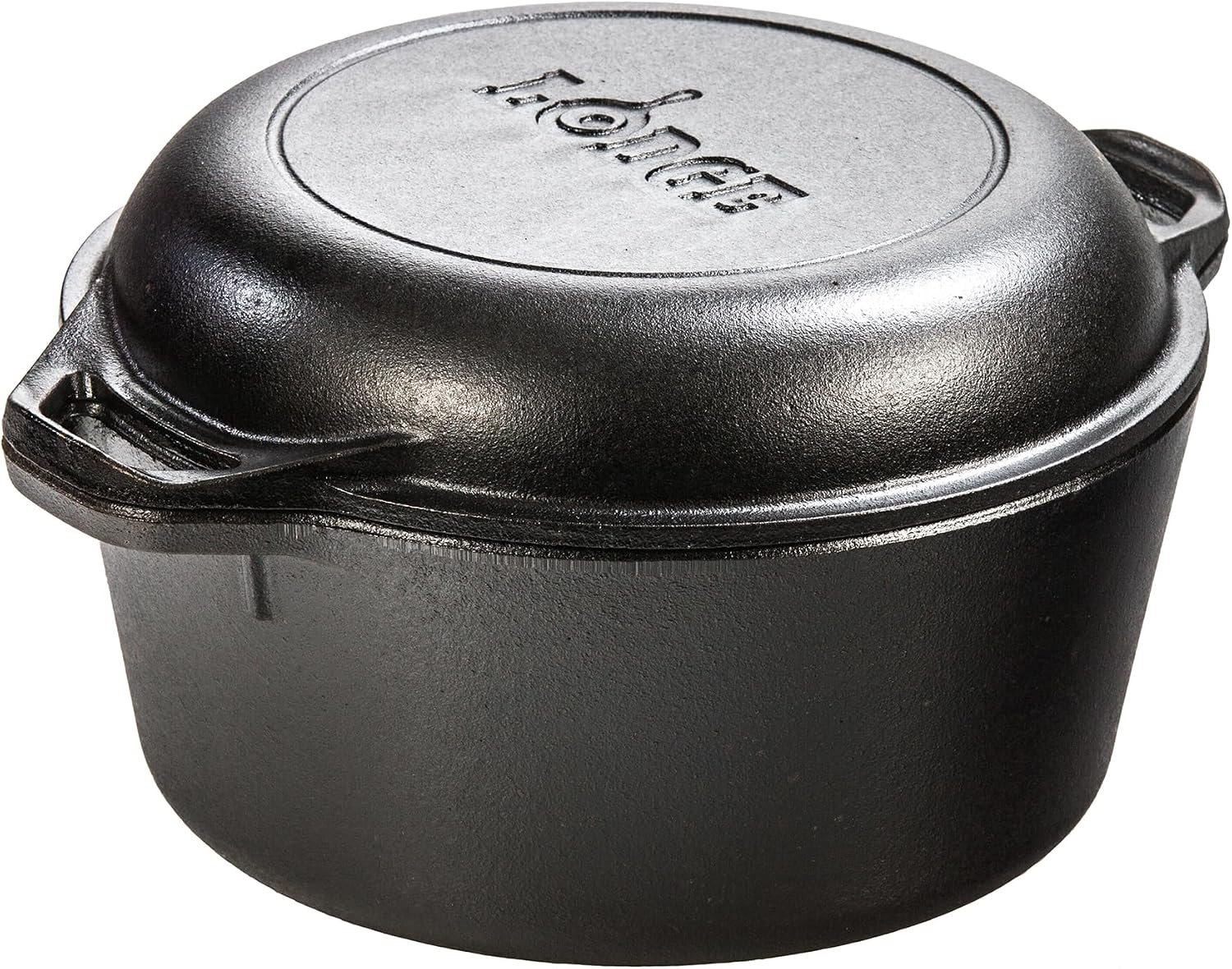 Lodge Cast Iron Double Dutch Oven, 2-in-1 Pot and Skillet Combo, 5 Quart