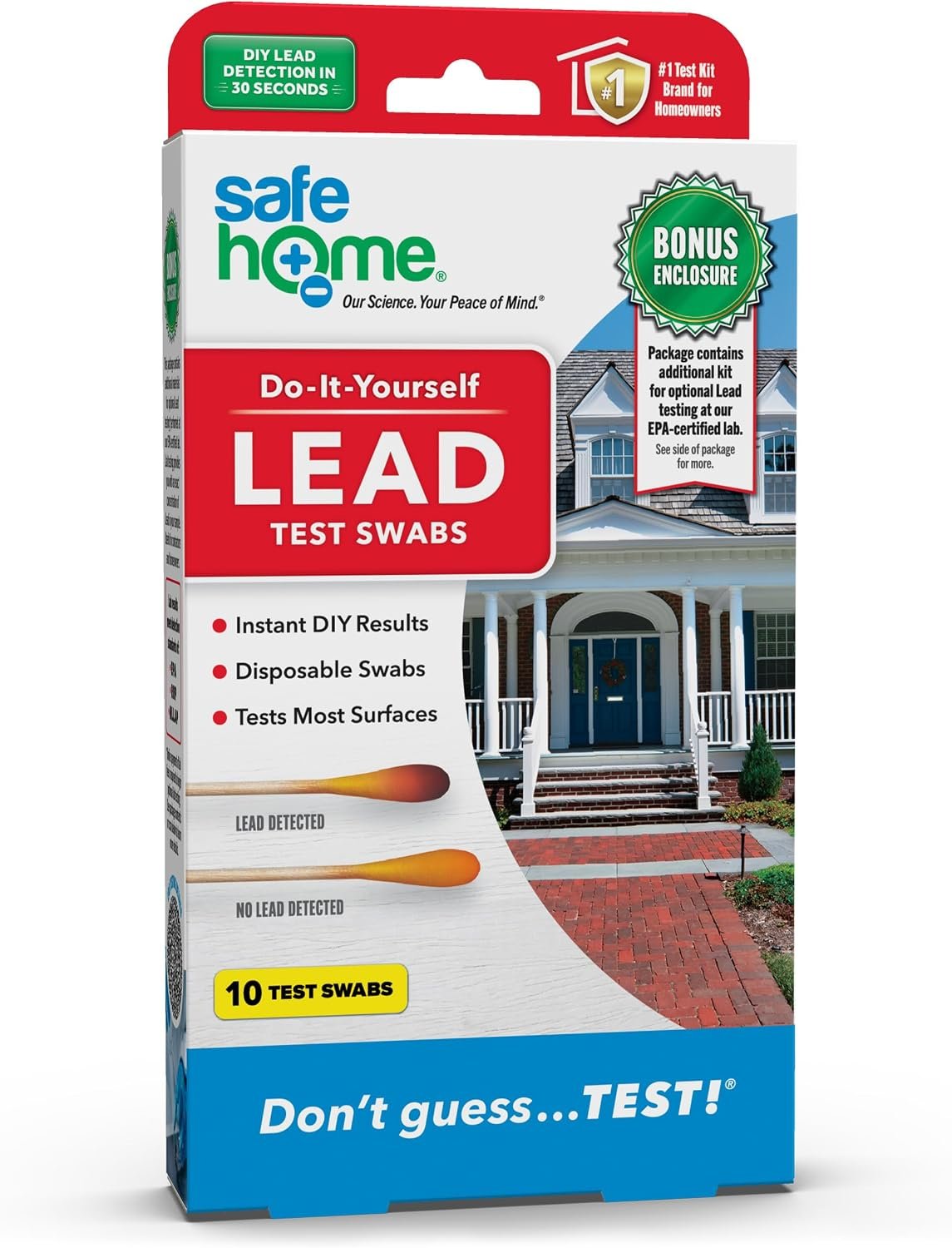 Safe Home® Lead in Solids Combo Test Kit – 10 DIY Swabs + Optional Testing at our EPA Certified Lab – Made in the USA for Homeowners & Contractors – (2 Pack)