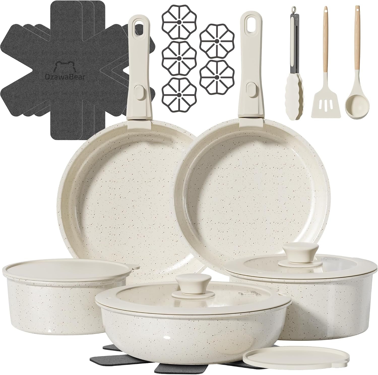 23 Pcs Pots and Pans Set Non Stick, Detachable Handle Cookware