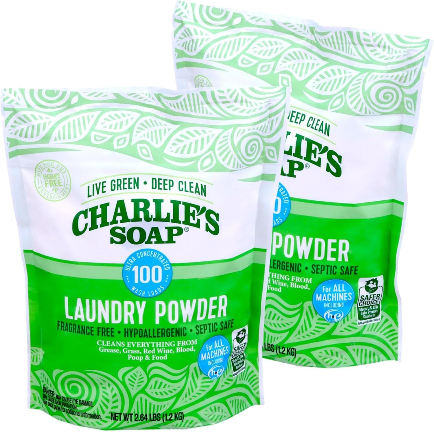Charlie’s Soap Laundry Powder (100 Loads, 2 Pack)