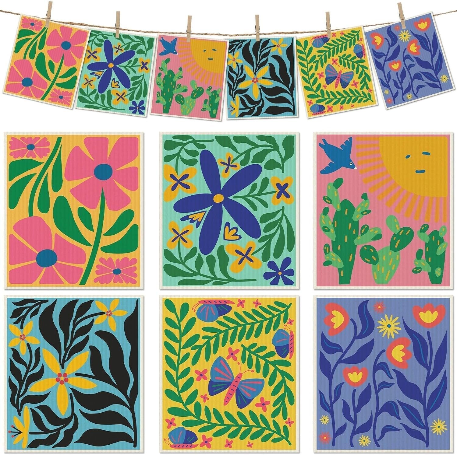 6 Pcs Swedish Paper Cloths for Kitchen, Reusable Paper Towels Washable