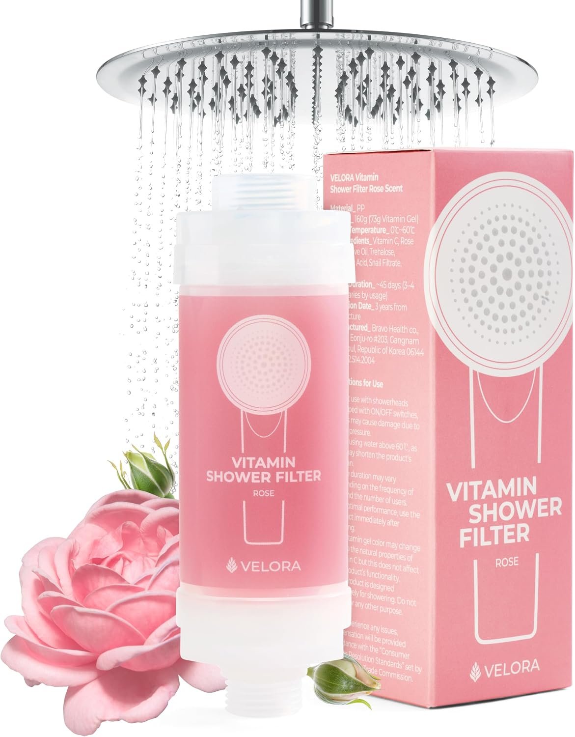 Vitamin C Shower Filter and Water Softener for Hard Water – Aromatherapy Shower Head Attachment – Universal Fit, Easy to Install – Reduces Dry Itchy Skin and Nourish Hair – Rose-Scented