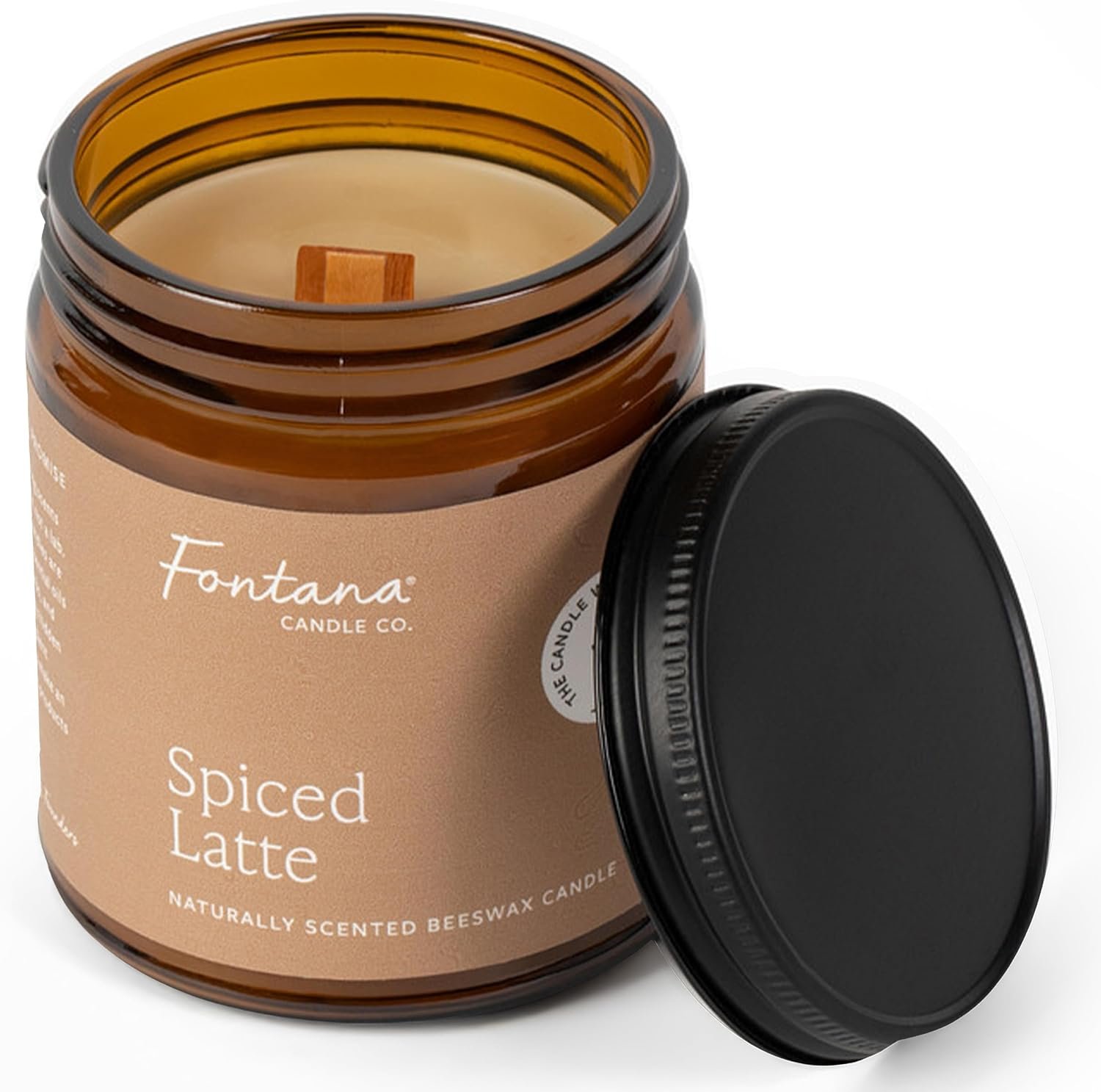 Fontana Candle Co Wood Wick Beeswax Candle, Spiced Latte
