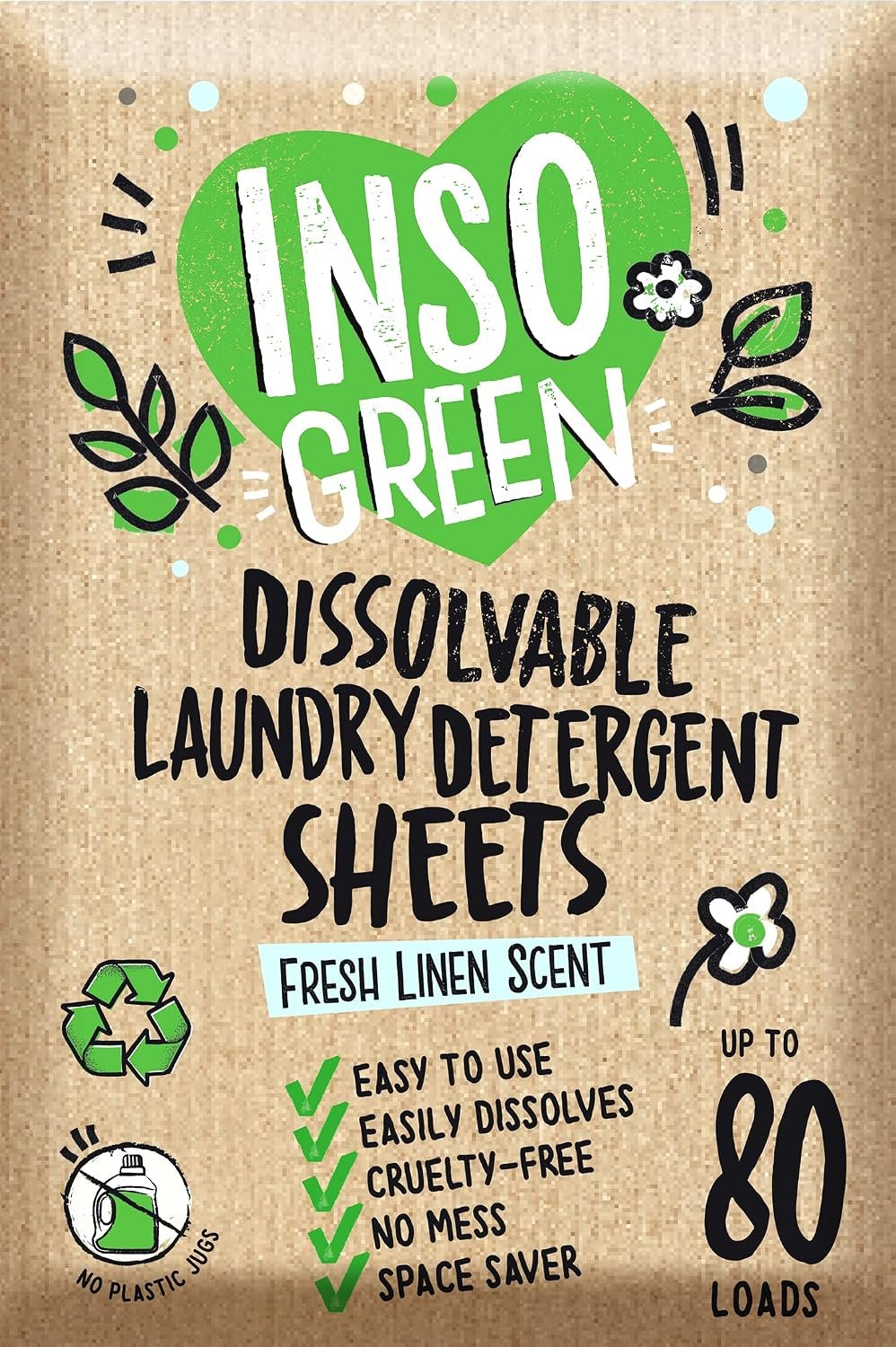 Eco Laundry Detergent Sheets – 80 Loads Laundry Sheets Detergent – 40 No Plastic Jug Washer Soap Sheet – No Mess & Space-Saving Travel Friendly Laundry Detergent