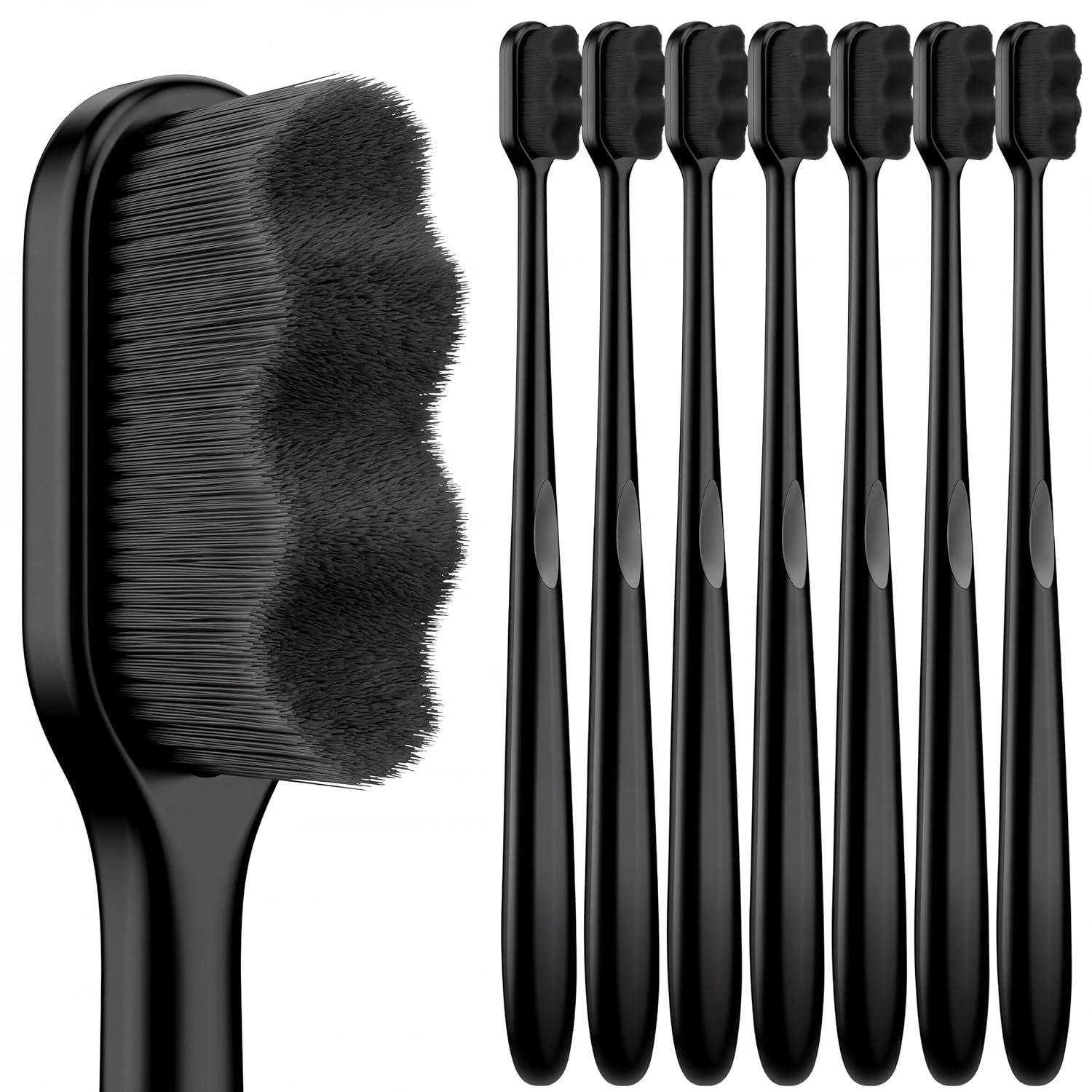 Patelai 8 Pcs Micro Nano Toothbrush, 20000 Extra Soft Bristle, Black