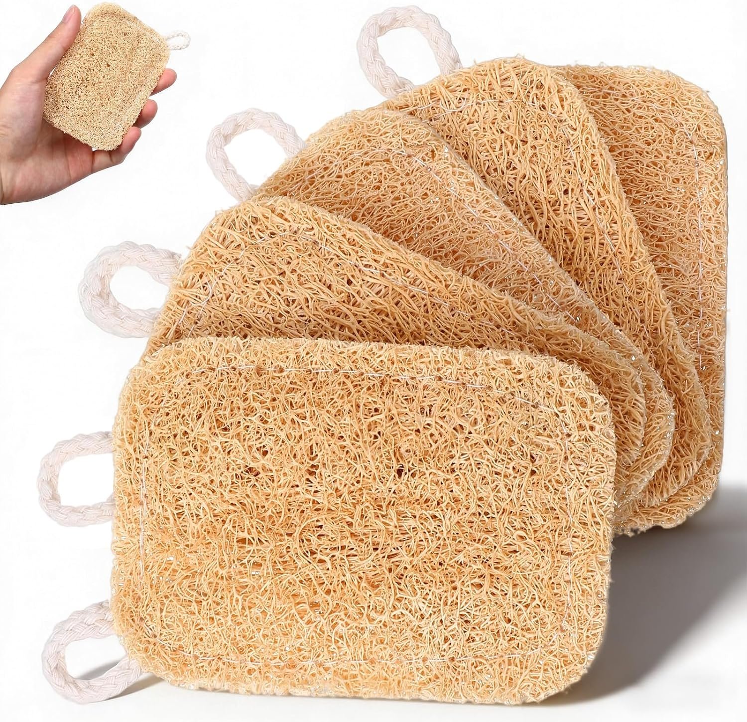 5 Pcs Real Plant-Based Natural Loofah Sponges, Kitchen Scrubber