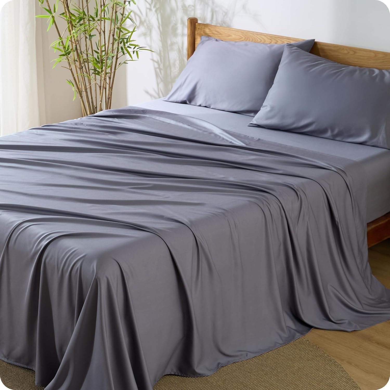 Bedsure PureWoven 100% Rayon Derived from Bamboo, King Size Sheets Set