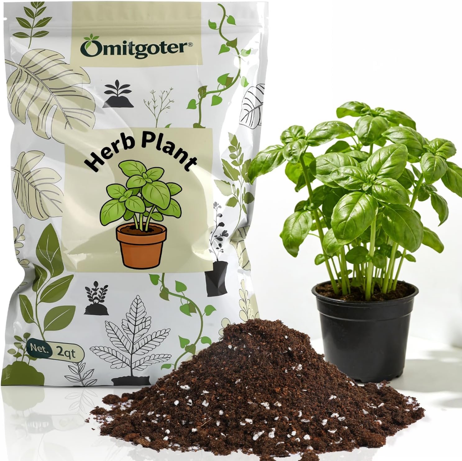 Organic Potting Soil Mix for Indoor Plants & Herb Gardens 1qt- All-Purpose Nutrient-Rich Natural Soil