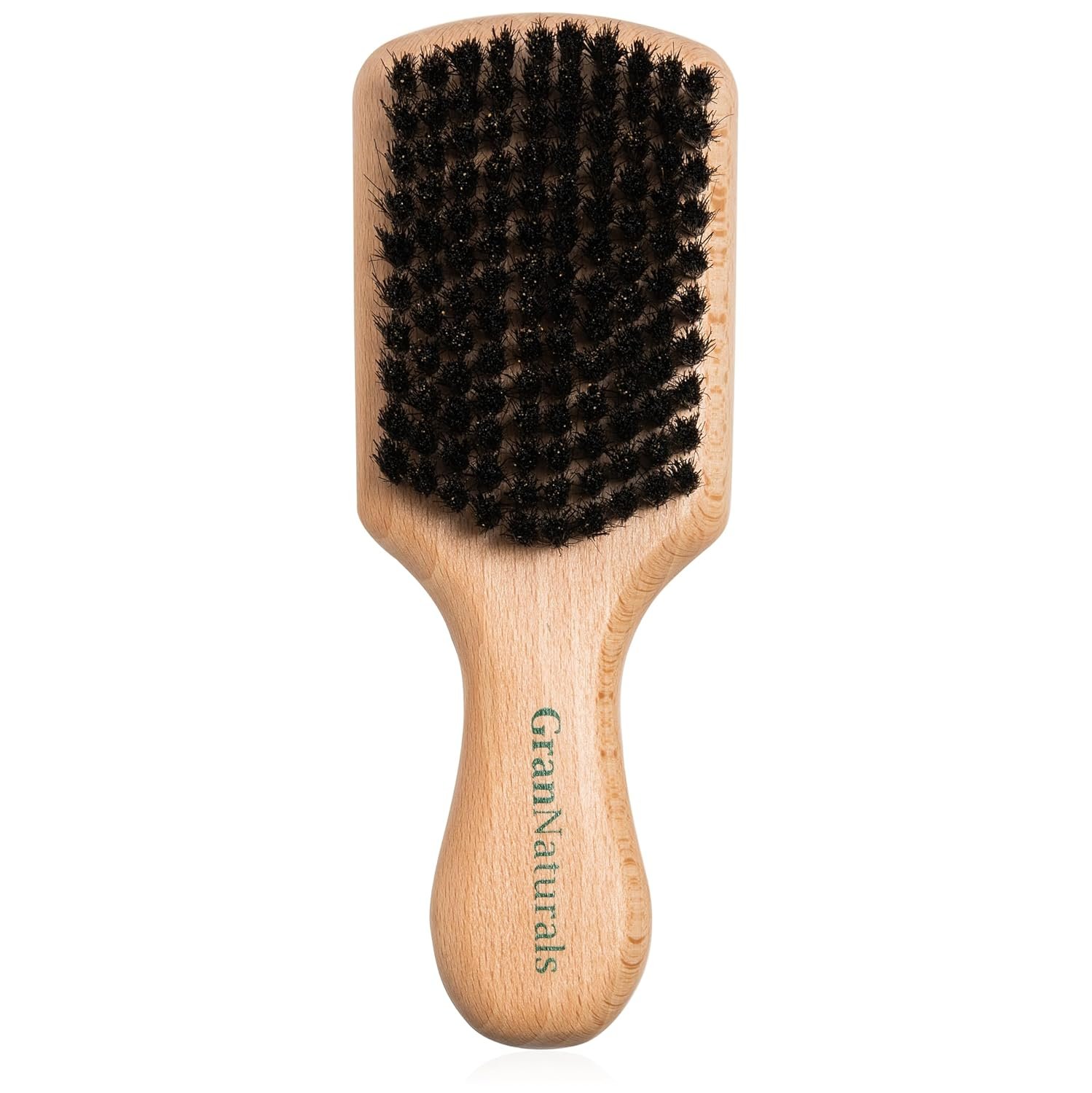 GranNaturals Soft Boar Bristle Slick Back Hair Brush – Hairbrush for Smoothing, Fades, Beards, 360 Waves to Style, Polish, & Lay Down Hair to Create a Sleek Ponytail Bun Hairstyle for Women & Men