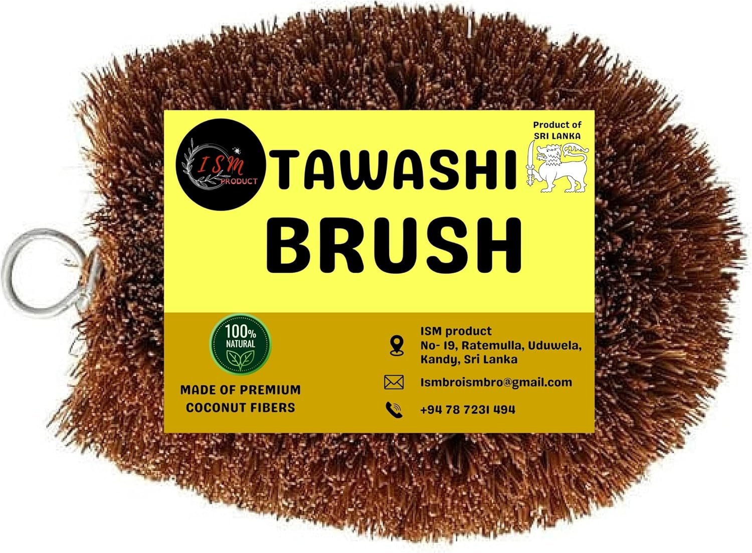 Tawashi Vegetable Brush – Natural Coconut Coir Fiber Kitchen Scrubber – Eco-Friendly Fruit & Veggie Scrub Brush for Cleaning Produce, Pots and Pans – Authentic Sri Lankan Design, Plastic-Free