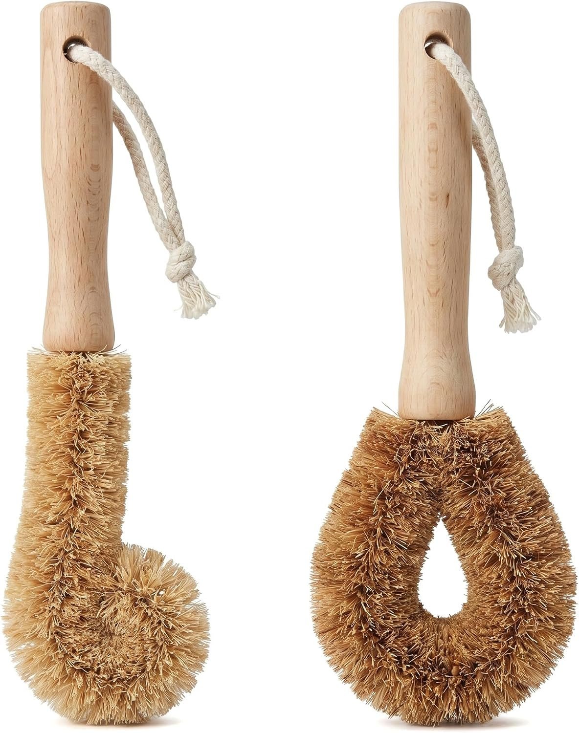 Coconut Fiber Dish Brush Set of 2 Natural Bristle Scrubber
