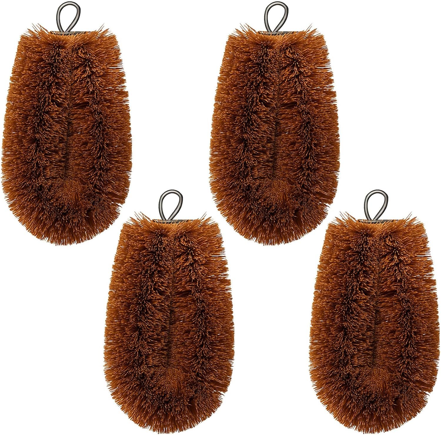 Sawysine 4 Pcs Tawashi 100% Natural Coconut Coir Fiber Brush, Vegetable Scrub Brush Heads Ideal for Fruit Veggie Scrub Wash, Kitchen Cleaning Needs, Japanese Design