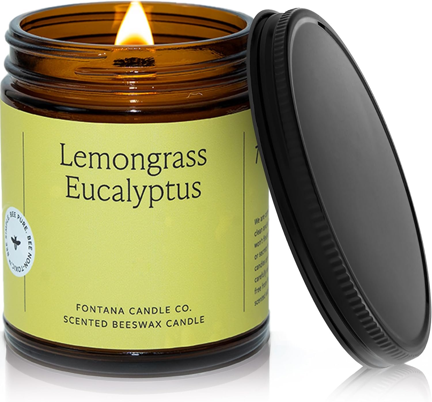 Fontana Candle Co Wood Wick Beeswax Candle, Lemongrass Eucalyptus