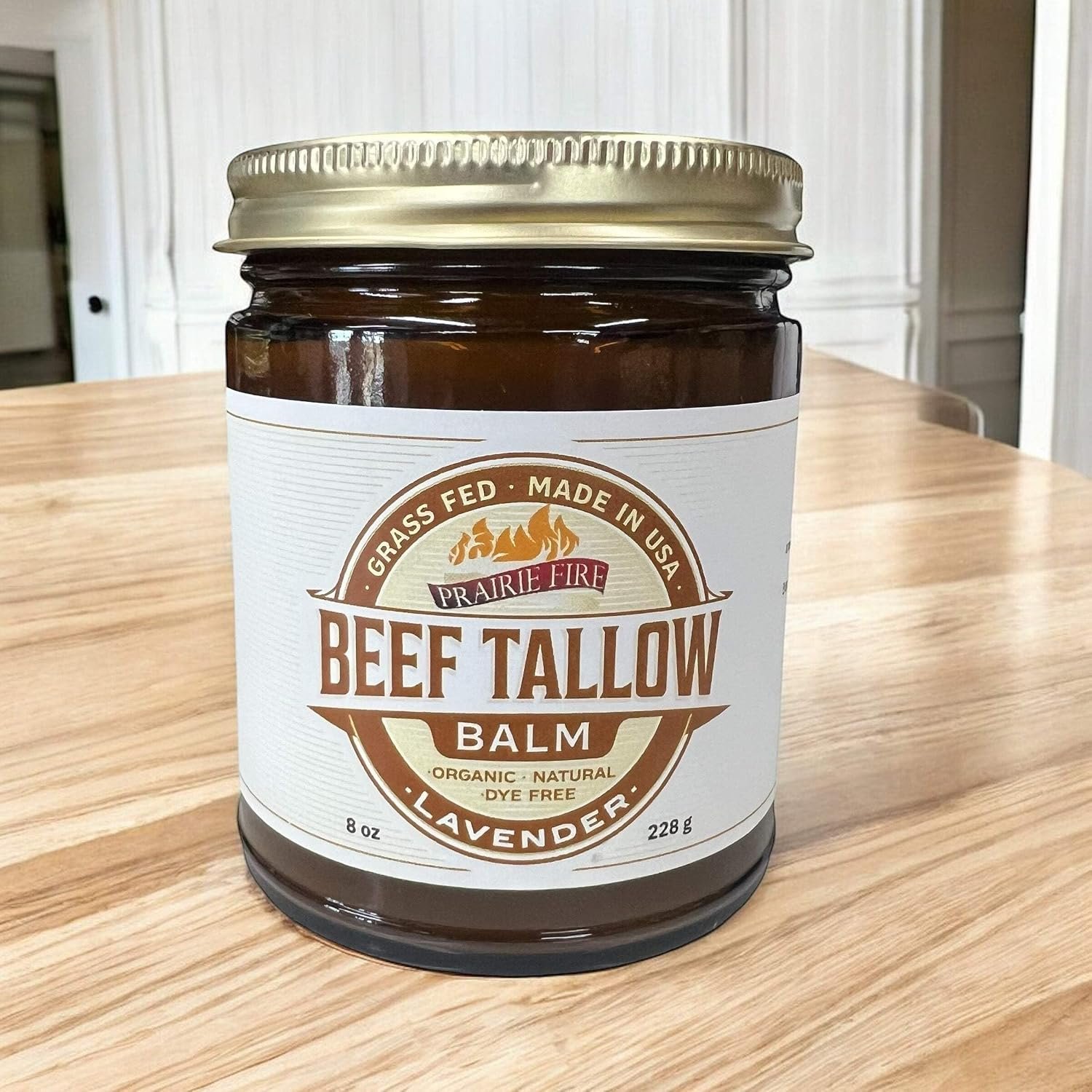 Beef Tallow Balm – 8 oz – Organic Grass Fed and Finished – Made in USA – Moisturizing Skin Care Lavender