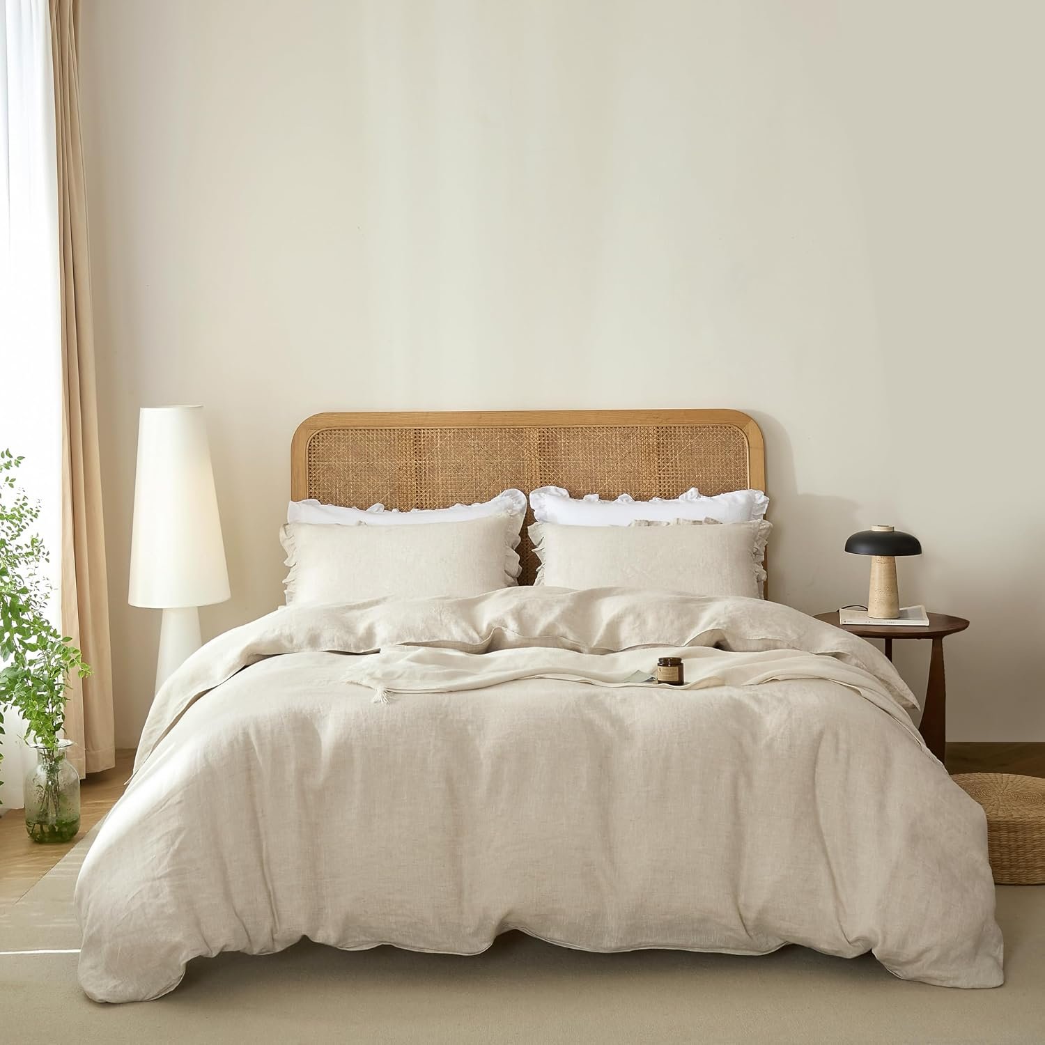 Talasily 100% French Linen Queen Duvet Cover Set, Organic Linen