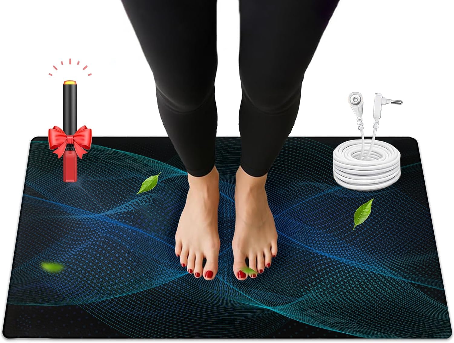 Grounding Mat, Earth Grounding Pad with Conductivity Test Pen & 15ft Grounding Cord, Grounding Mats for Pain Relief, Relaxation & Stress Relief, Indoor Grounding pad (24×16.1in)