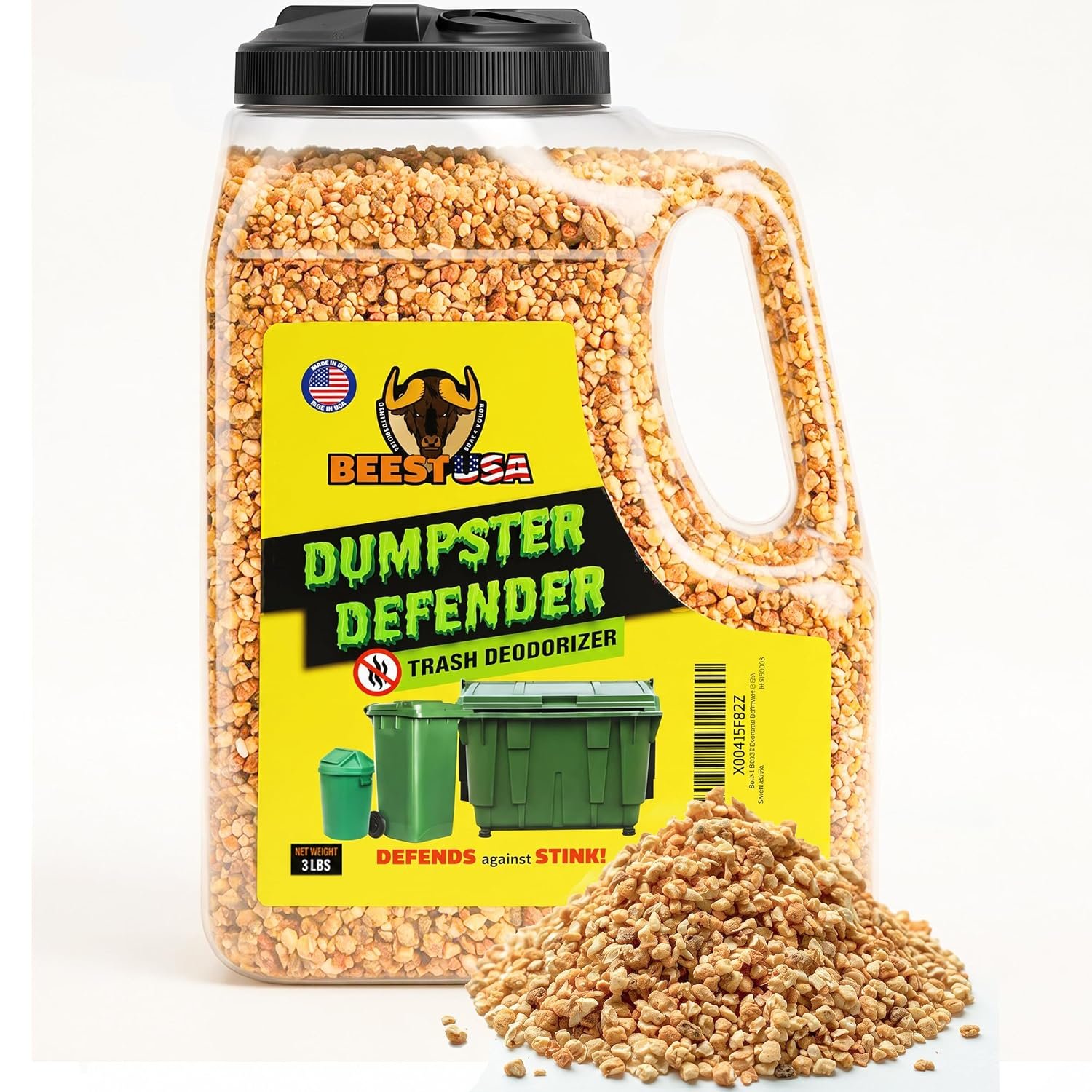 BEEST Dumpster Defender – 3lbs Outdoor Trash Can Deodorizer & Liquid Waste Absorber (Made in USA) Biodegradable Trash Can Odor Eliminator – Powerful Garbage Deodorizer for Always-Fresh Bins – 14 Cups
