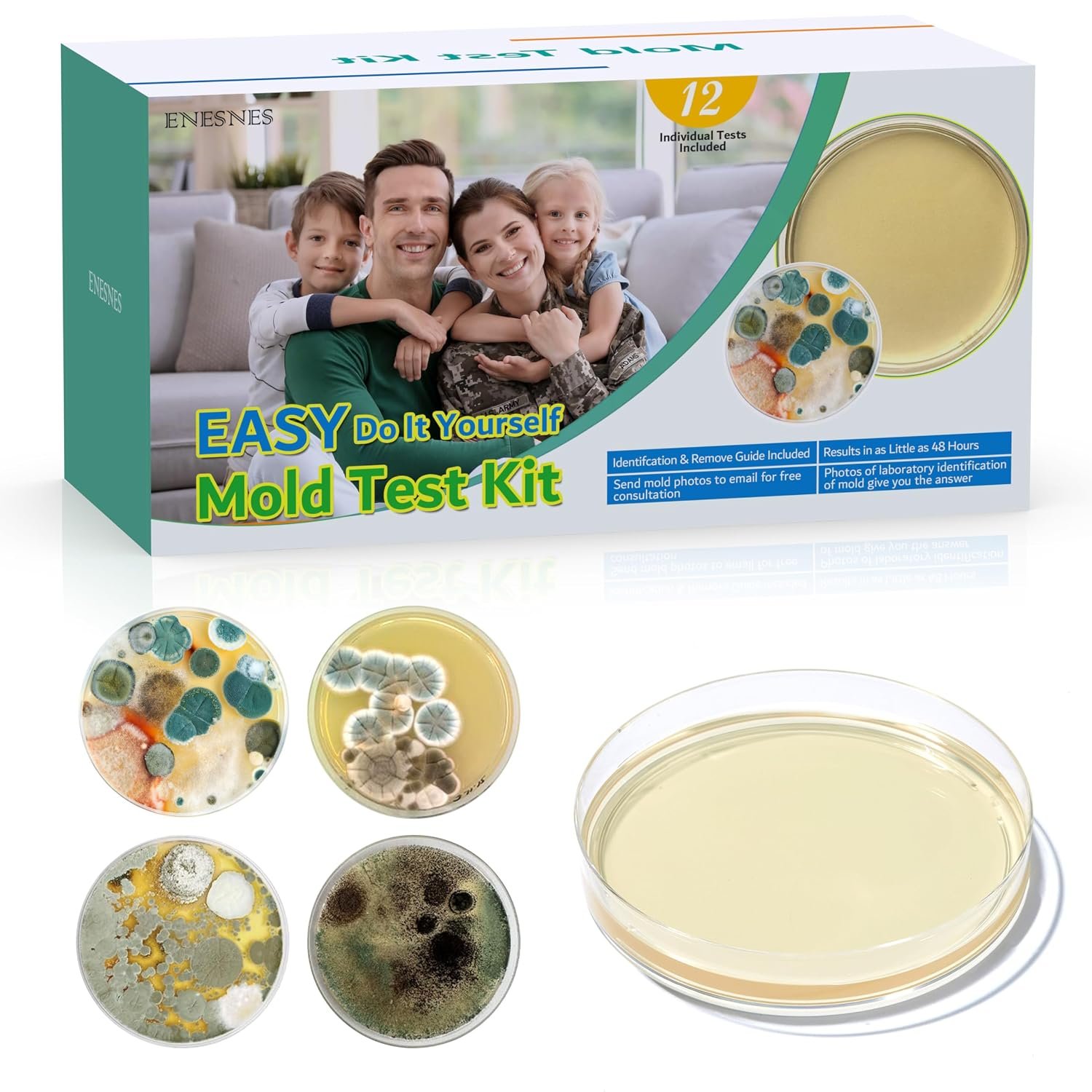 Mold Test Kit for Home – 12 Simple Detection Tests for HVAC, Surfaces & Indoor Air Quality, DIY Black Mold Detector Testing kit at Home, with Detailed Identification Guide & Free Lab Analysis