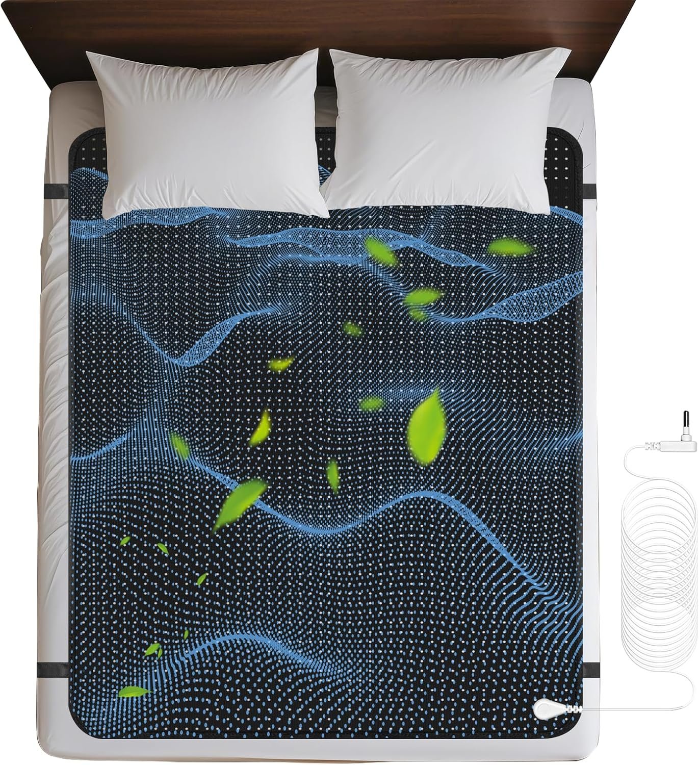 VAJOOCLL Grounding Mat for Bed, Grounding Mattress Cover Pad for Improve Sleep, Conductive Carbon Leatherette Earth Mat Grounded Pad (Black 2)