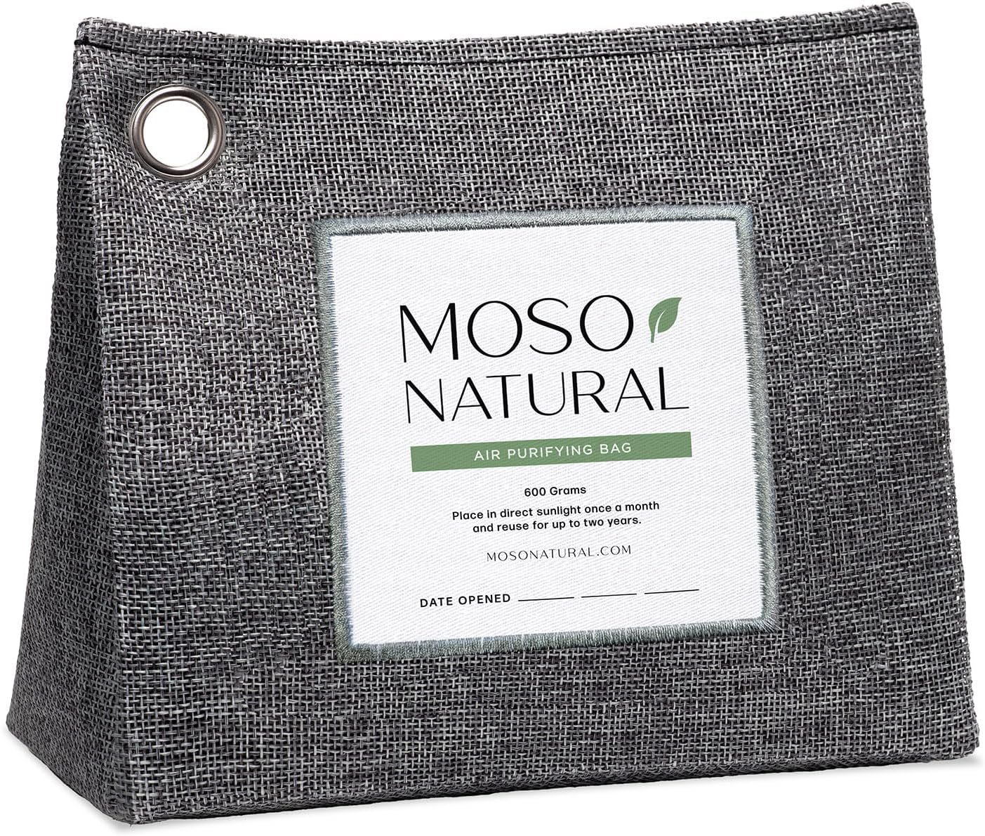 Moso Natural Air Purifying Bag 600g, Premium Charcoal Odor Absorber & Room Deodorizer for Large Spaces — Lasts 2 Years, Bedroom, Basement, Pet Odor Eliminator for Home, Unscented Bamboo Charcoal Bag