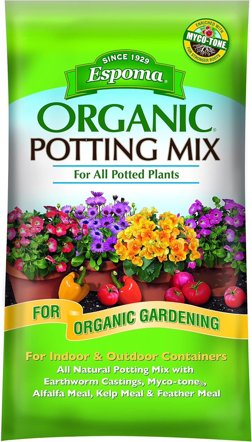 Espoma Organic Potting Soil Mix – All Natural Potting Mix for All Indoor & Outdoor Containers Including Herbs & Vegetables. for Organic Gardening, 16 qt. Bag. Pack of 1