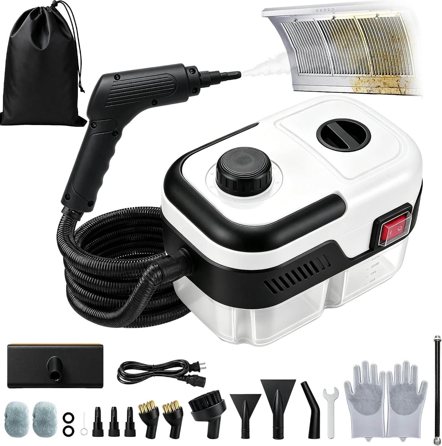 Handheld Steam Cleaner,High Pressure Steam Cleaner With 18pcs Accessories,6-Level Adjustable Steam,40.6 Oz Water Tank And 10s Heat-Up,Home Steam Cleaner For Floor Furniture Car Cleaning (black)