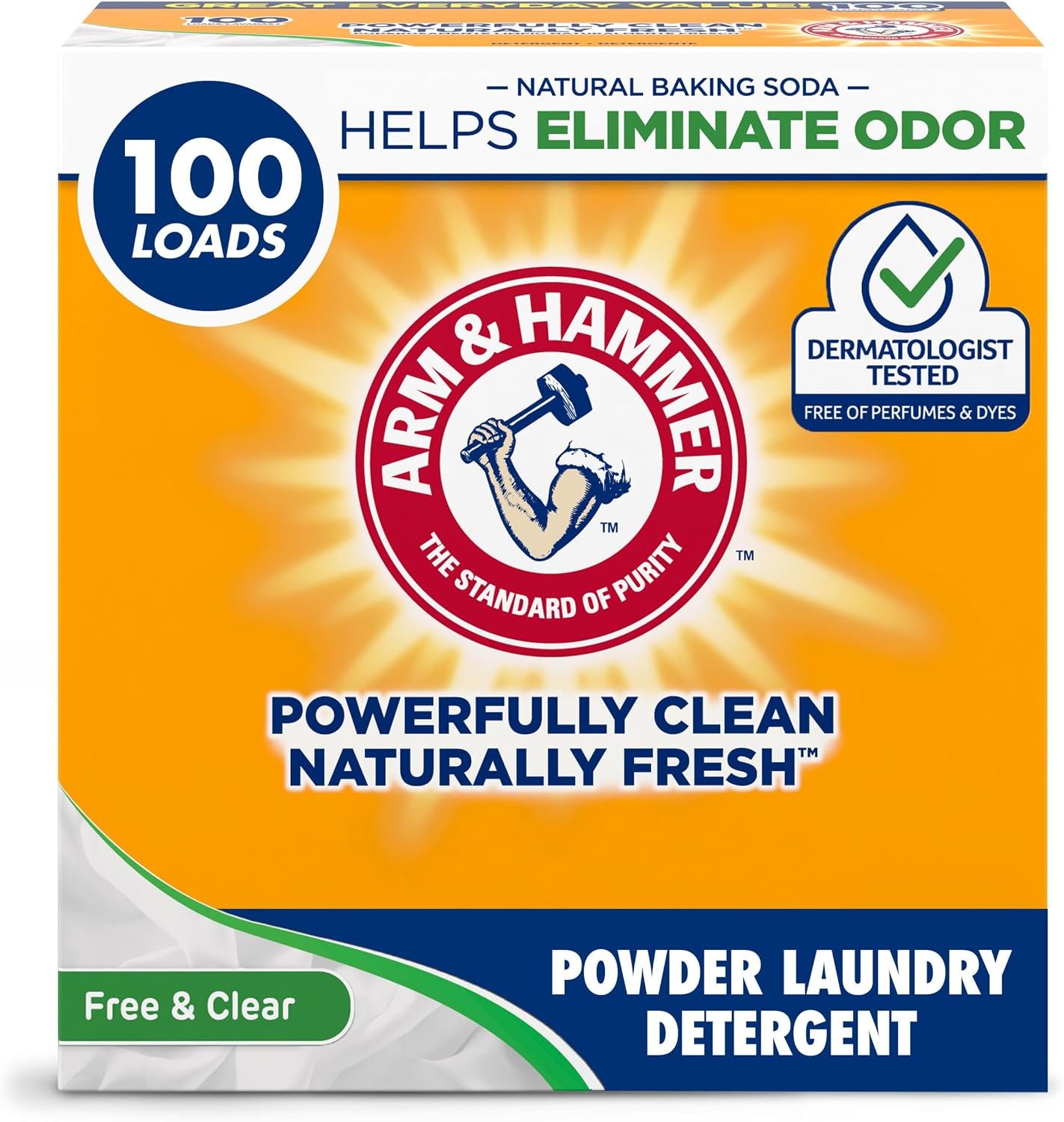 ARM & HAMMER Powder Laundry Detergent, Free of Perfume and Dyes, 6.16 lbs