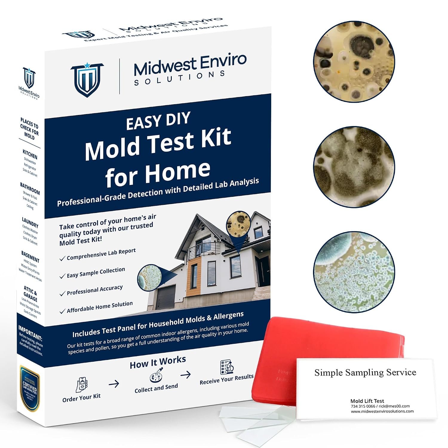 Mold Test Kit for Home – Lab Analysis Report – Professional Detection Mold Kit with Expert Lab Report – Identify Molds at Home