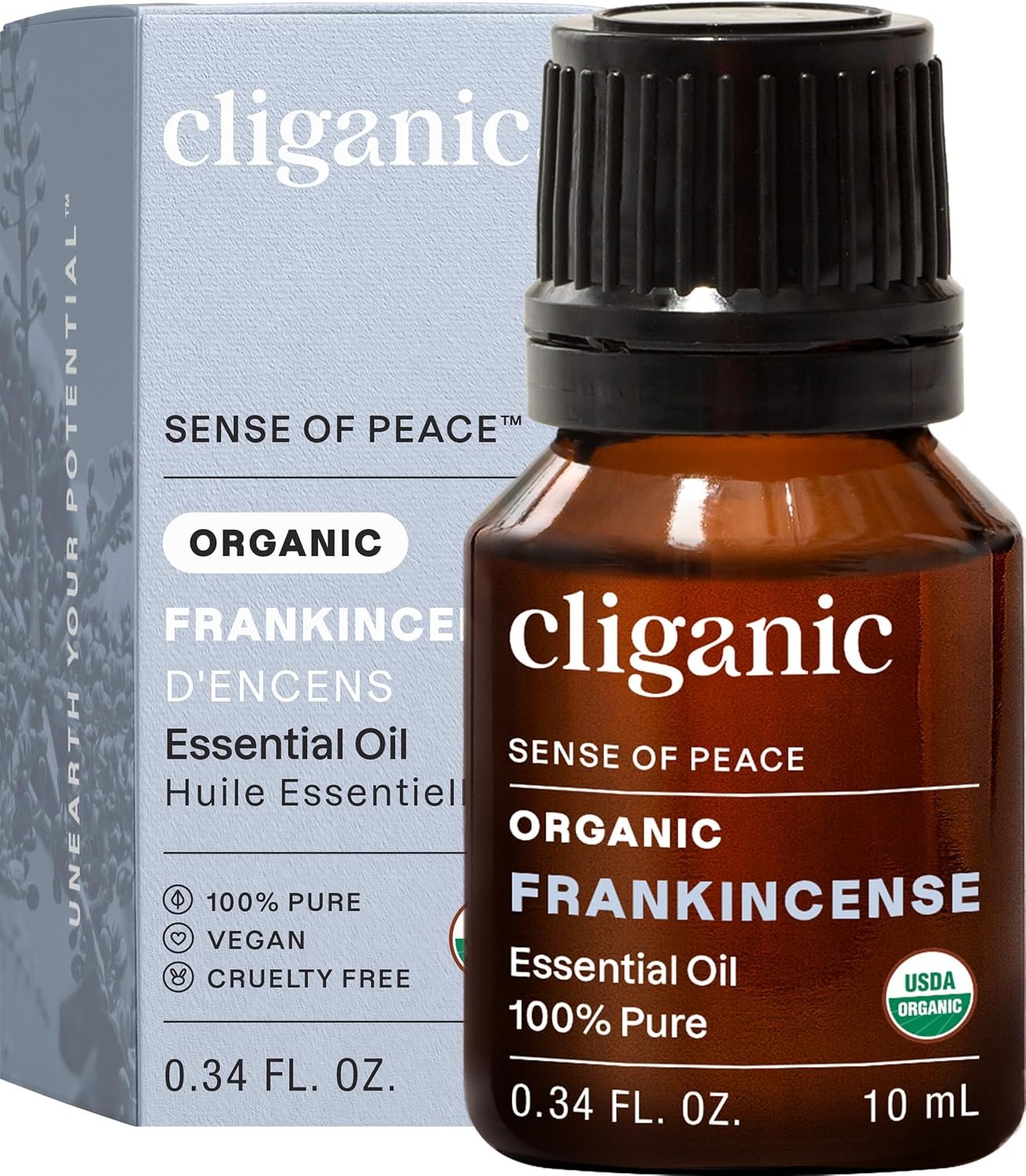 Cliganic Organic Frankincense Essential Oil for Diffuser, Pure 0.33oz