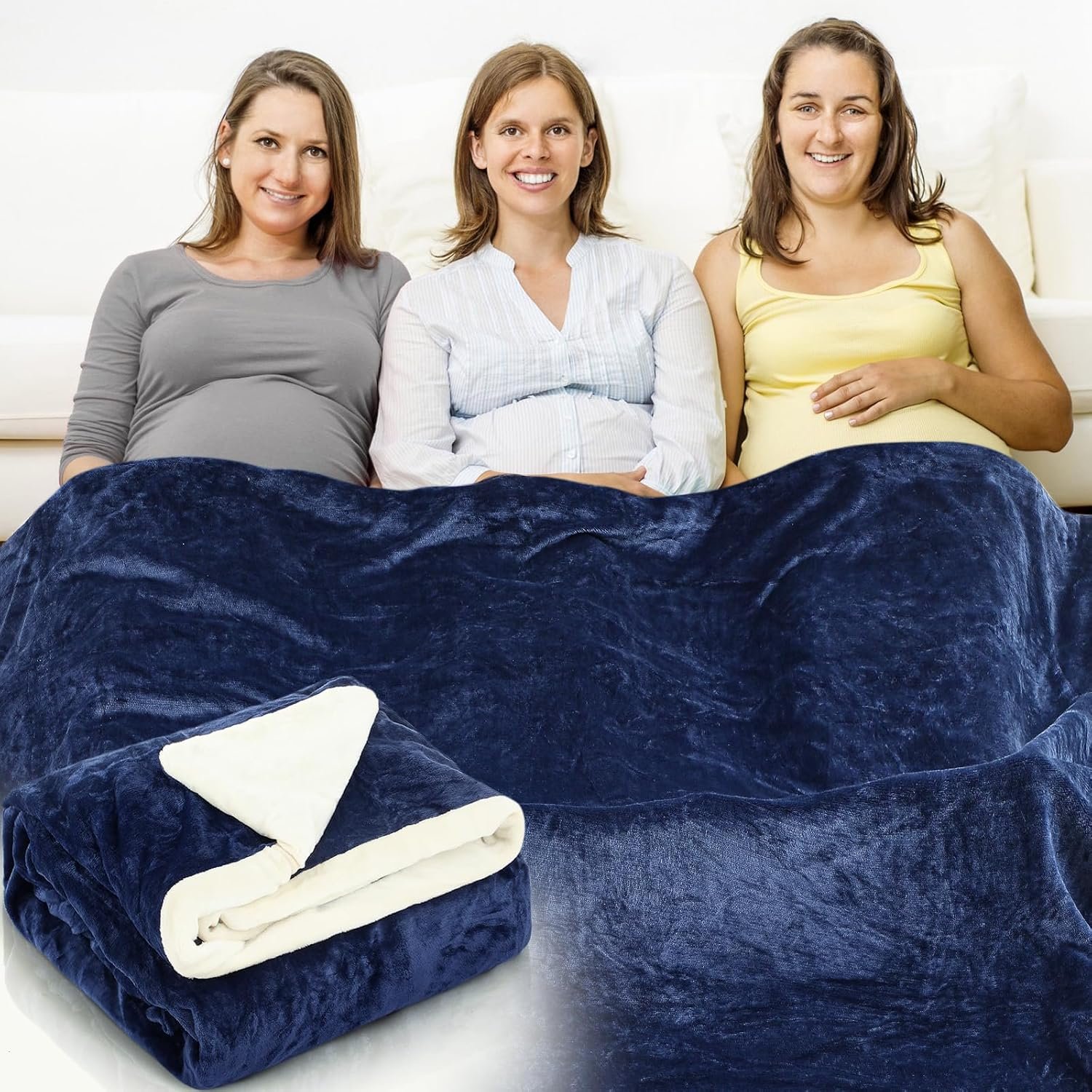 Preboun 80 X 60 Inch Faraday Blanket EMF Protection Flannel Dark Blue
