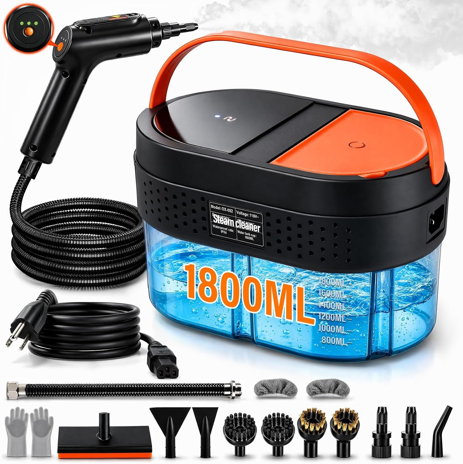 Steam Cleaner for Home, Handheld Steam Cleaner with 1800ml Large Tank