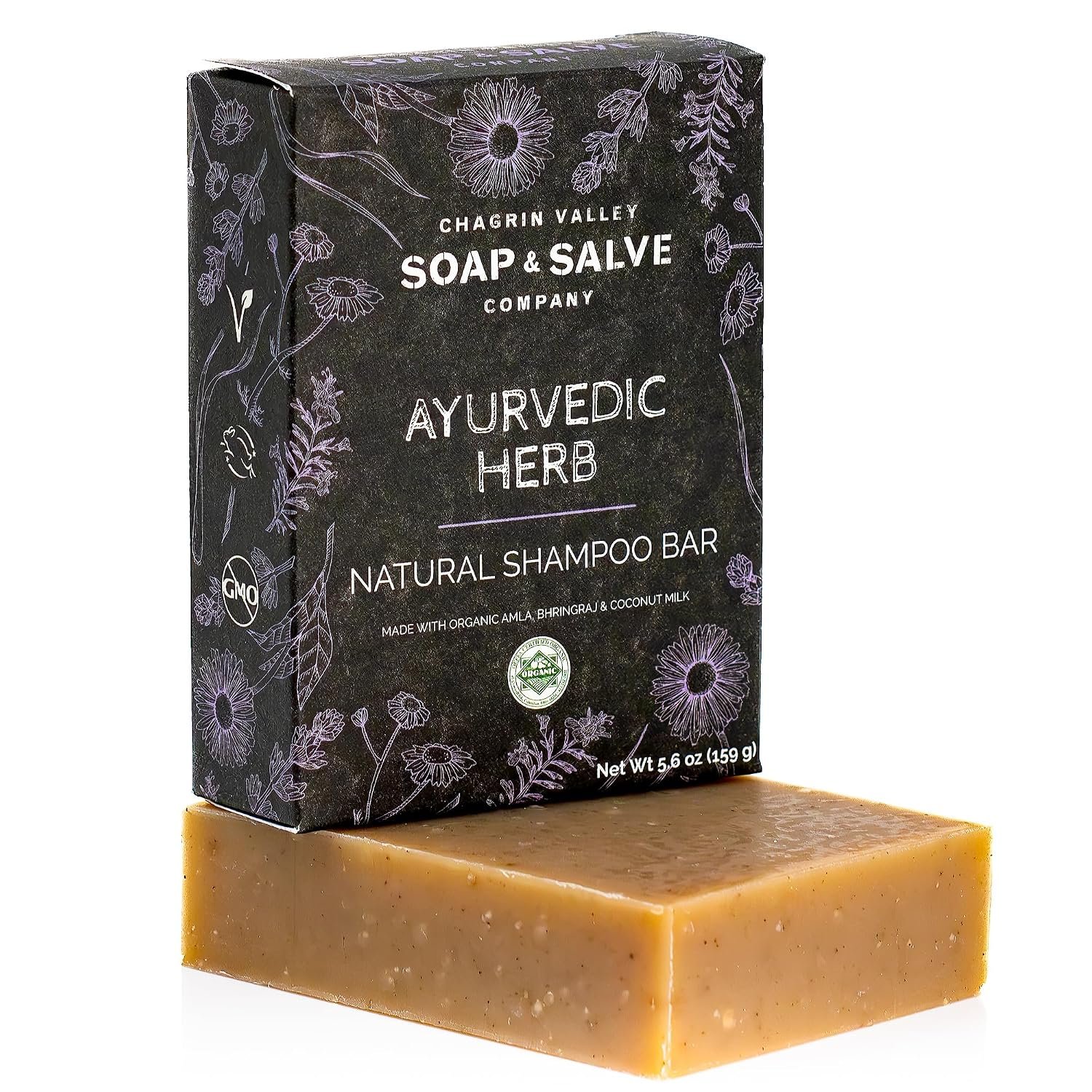 Chagrin Valley Soap & Salve Ayurvedic Organic Shampoo & Body Wash Soap Bar – Nurtures Dandruff & Dull Hair – Sulfate Free Shampoo – Sustainable, Vegan & Handmade – 5.6 oz Women & Mens Soap Bar