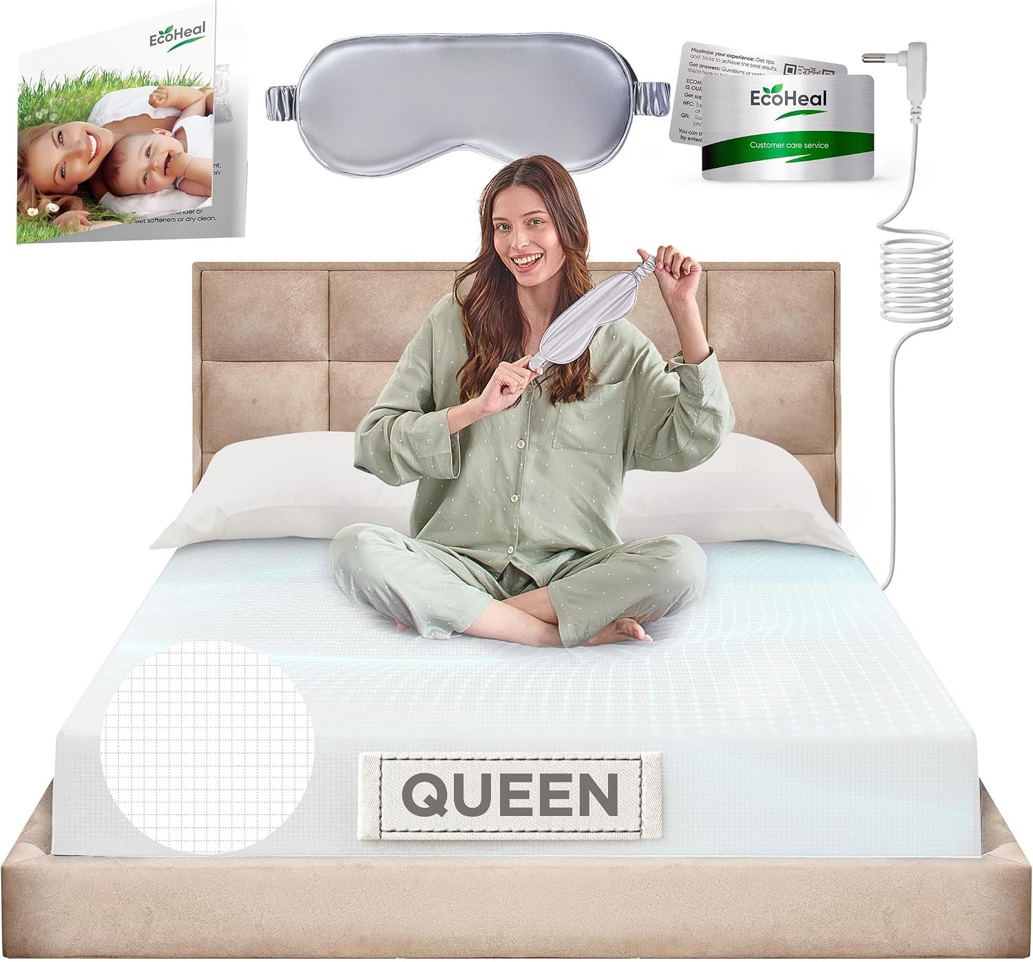 Earth Grounding Sheets Queen Size with 12% Silver Fiber & 4% Silk & 84% Cotton – White – Quality Certified Grounded Well Bed Sheet – Conductive Fitted Sheet for Better Sleep