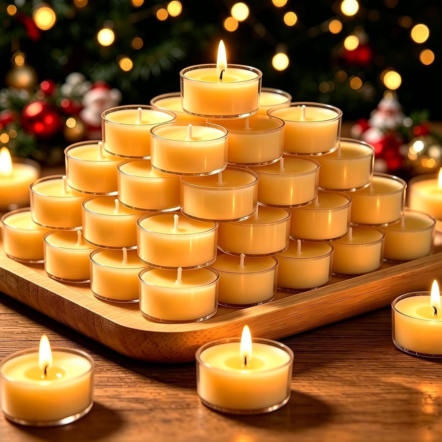 60 Packs Beeswax Tealight Candles, 4-Hour Extended Burn Time Pure Beeswax Candles Bulk, Natural Smokeless Clean Burn Bees Wax Candle for Wedding Party Home Deco Air Purification Fragrance