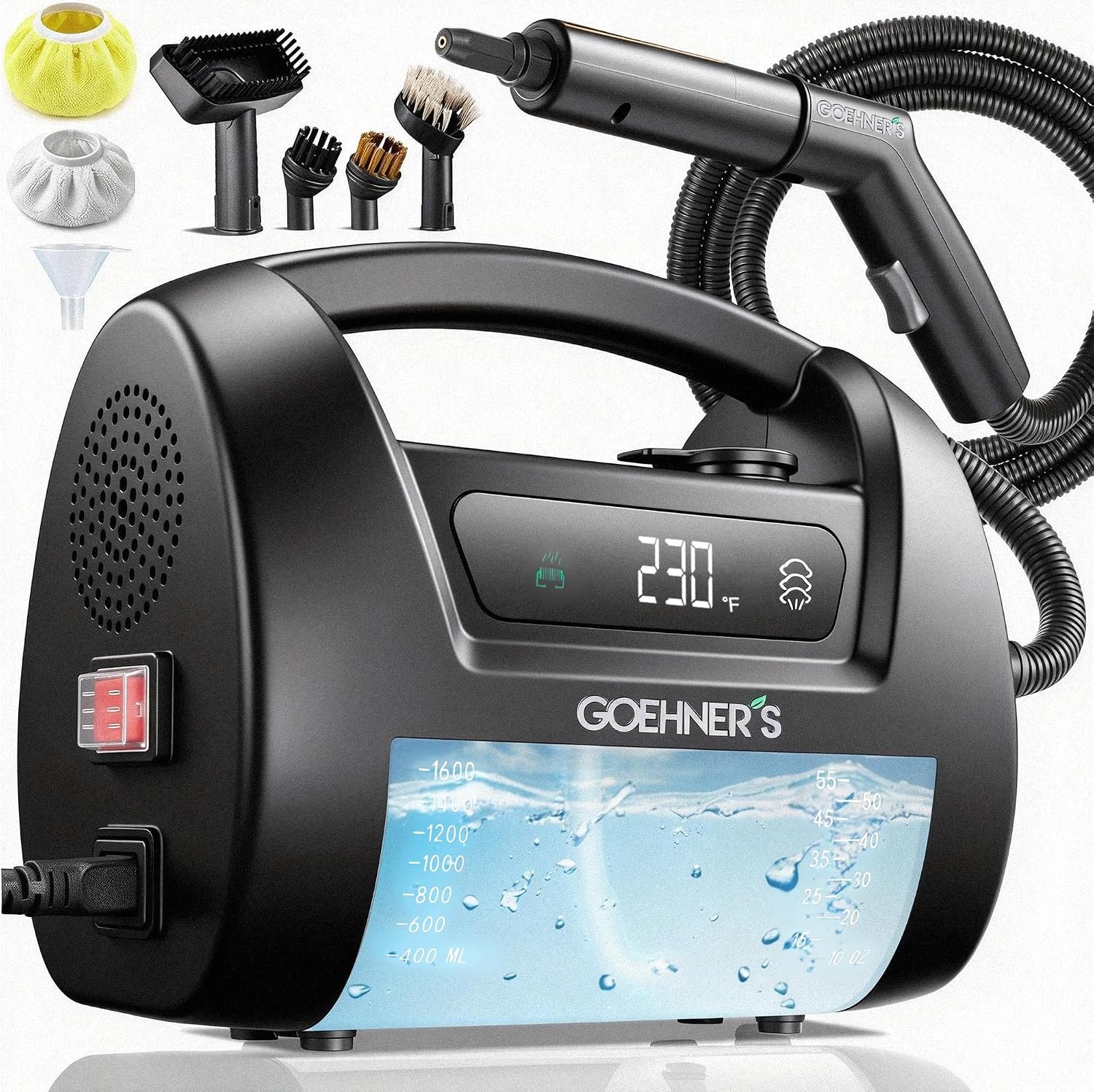 2026 Upgraded Handheld Steam Cleaner, 230°F/3.5 Bar High-Pressure Portable Hand Held Steamer for Home & Car, 30s Heat-Up, Chemical-Free Deep Cleaning for Kitchen, Bathroom, Grout (Matte Black)