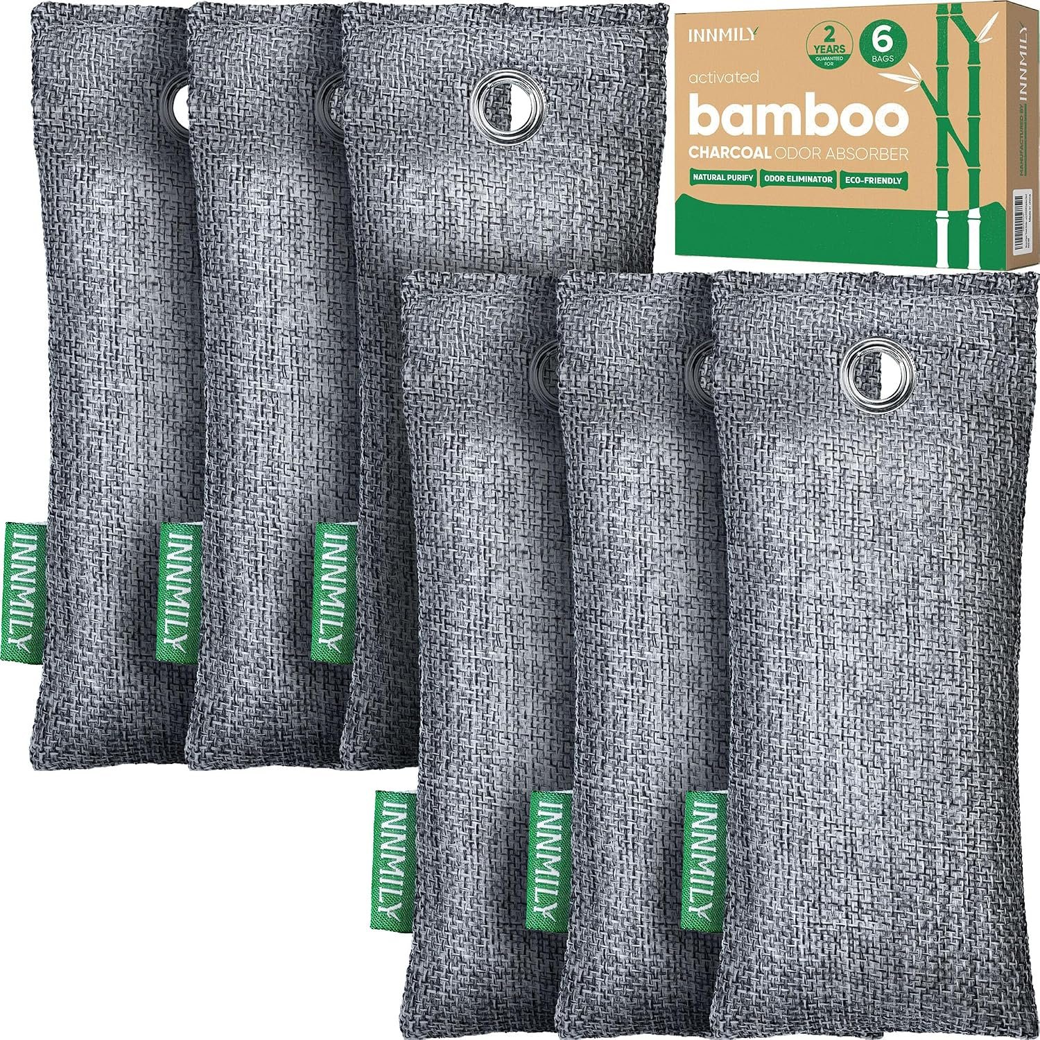 Activated Charcoal Odor Absorber,6 Pack Nature Odor Eliminator for Shoes