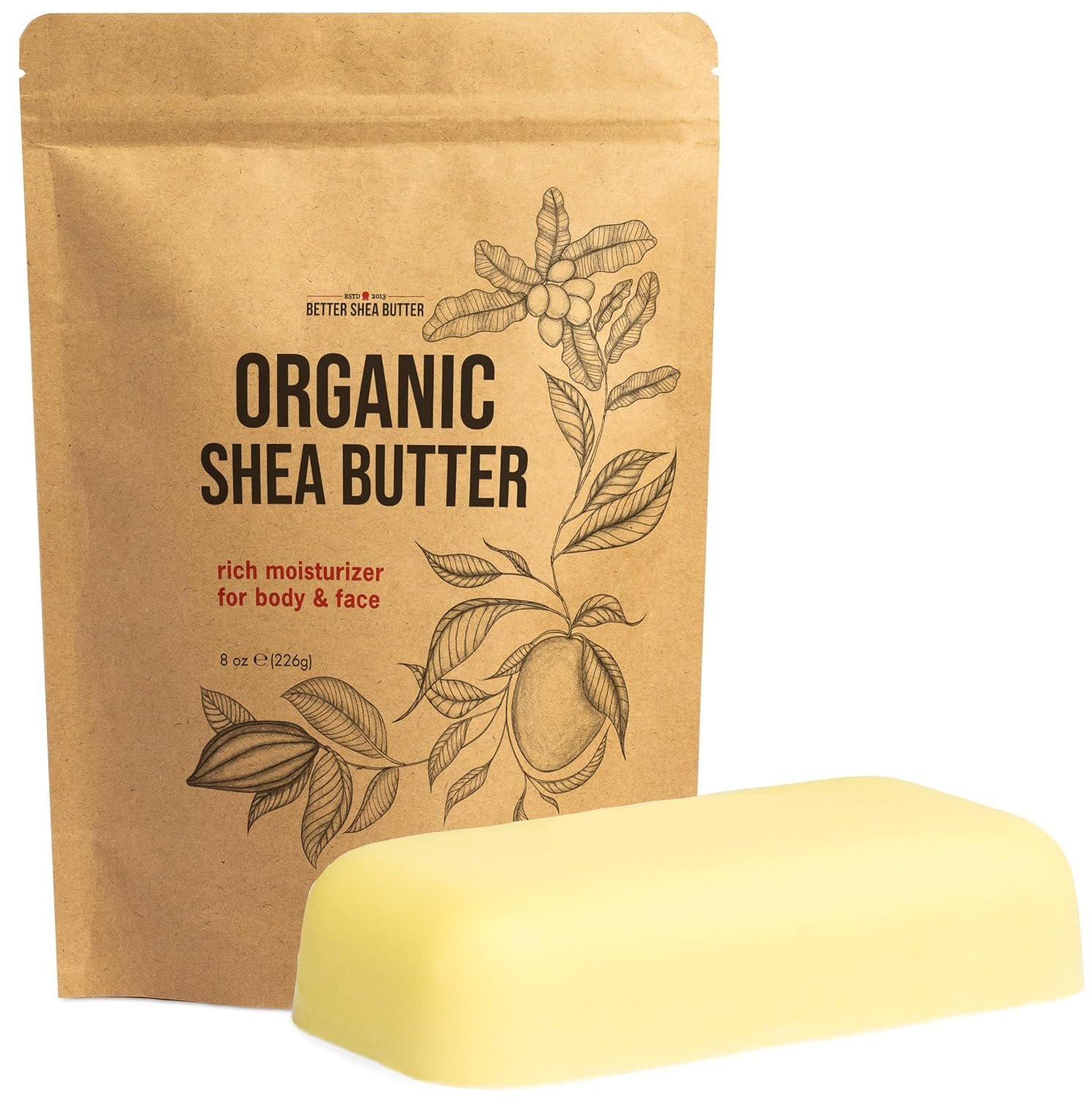 Shea Butter Raw Organic – USDA Certified African Shea Unrefined, 8 oz
