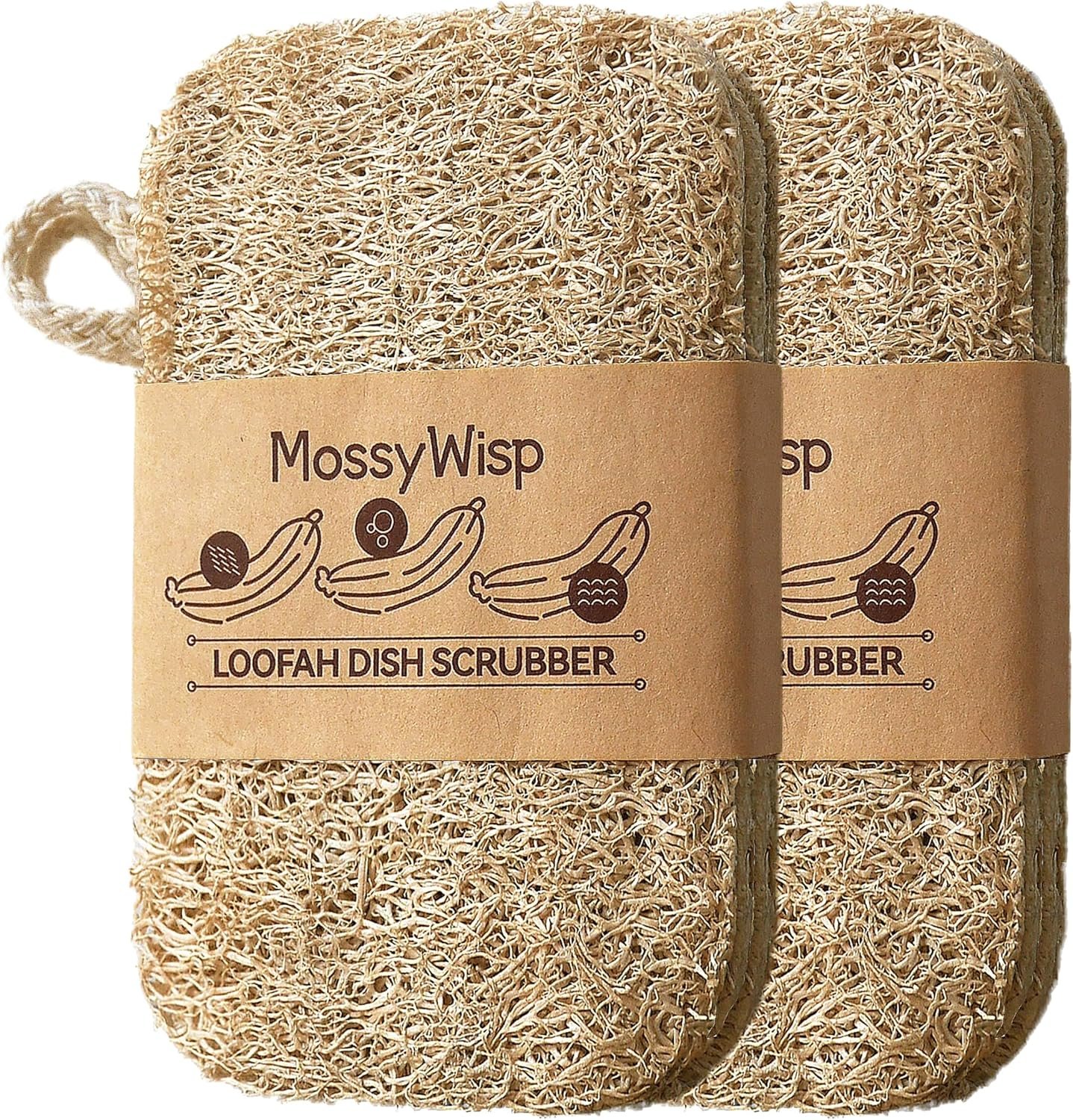 Natural Loofah Dish Sponges 3 Pack | Biodegradable & Eco Friendly Kitchen Sponges for Washing Dishes | Heavy-Duty Dishwashing Sponge | MossyWisp (6)