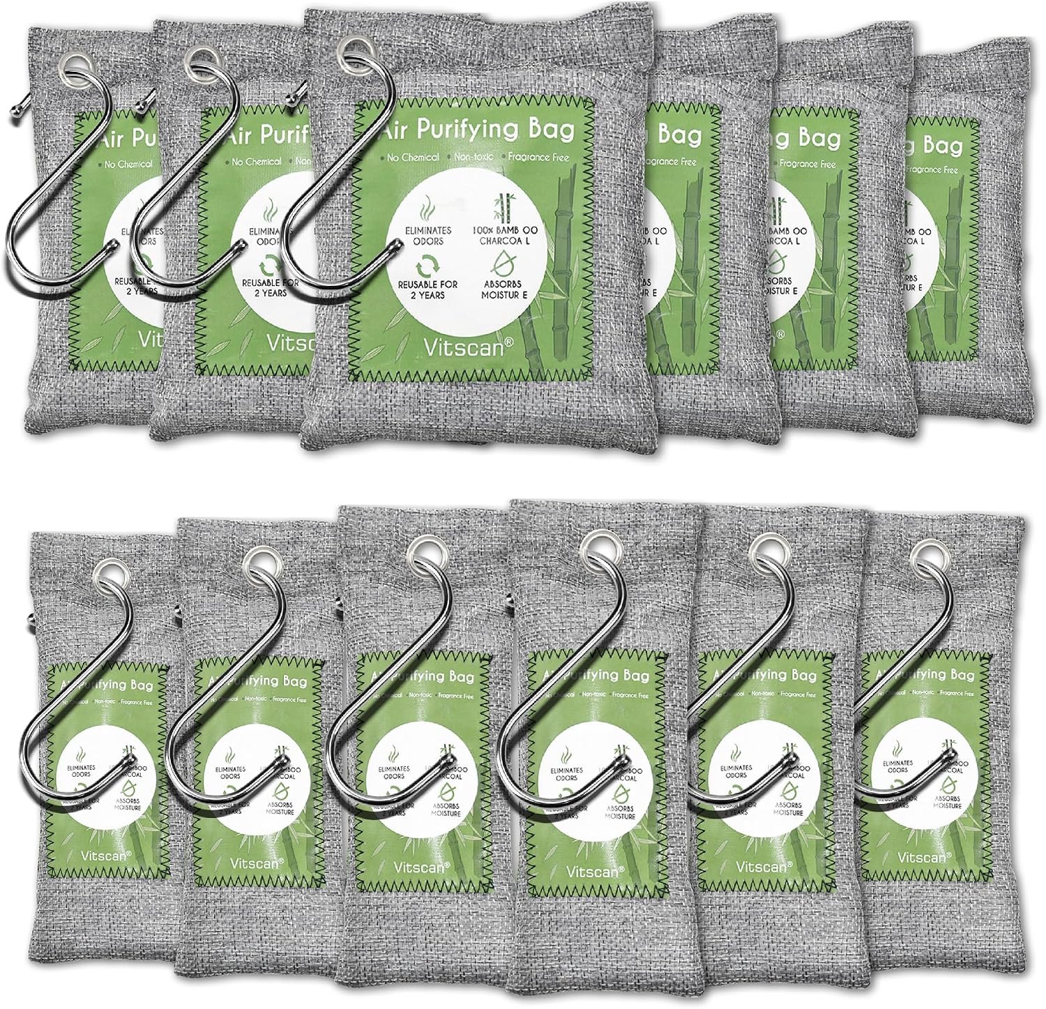 Bamboo Charcoal Air Purifying Bag, Activated Charcoal Odor Absorber